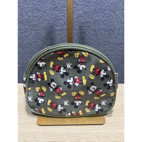 Disney Mickey Mouse Travel Make Up Bag Pouch Olive Green 7x5x2 - Picture 1 of 5